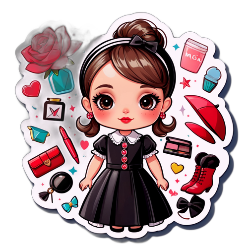 Urocza naklejka z postacią Małgorzaty Rozenek w eleganckiej modzie