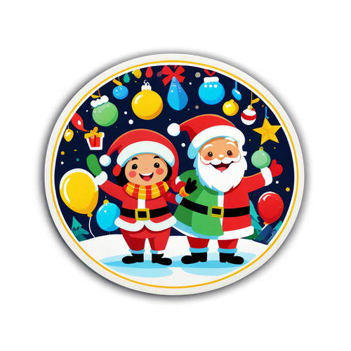 Makulay na Sticker ng Masayang Piyesta ng Pasko