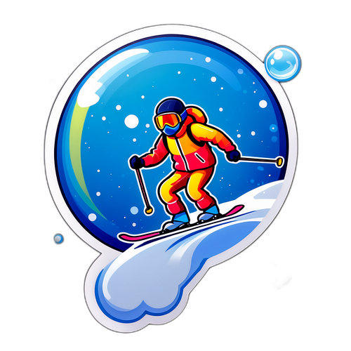 Sticker cu o bulă de săpun în formă de schi