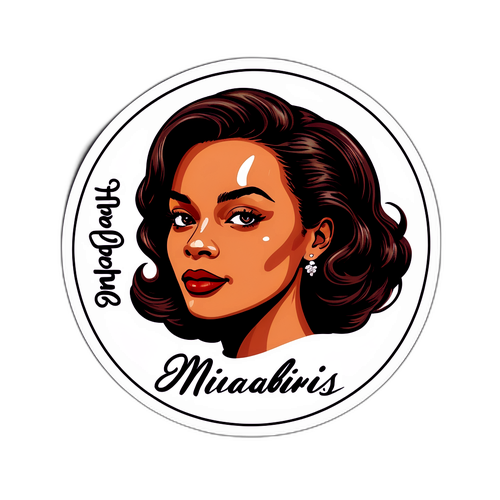 Een elegante sticker van Isabelle Nijs met een artistiek portret en tekst in cursieve letters voor een persoonlijke touch.