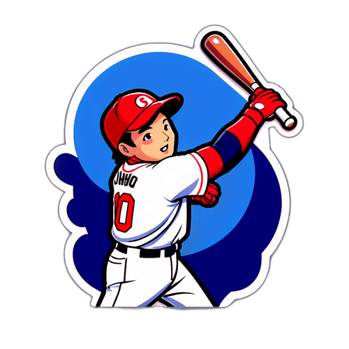 이정후의 역동적인 스윙 순간 일러스트