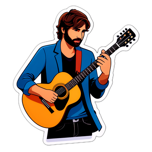 Stylisierte Sticker von Max Giesinger mit seiner ikonischen Gitarre