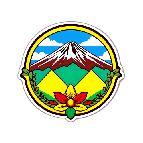 Diseño rústico de los Andes Bolivianos con símbolo del Bolívar