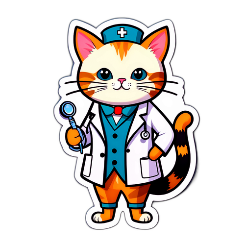 डॉक्टर बिल्ली का मजेदार स्टिकर