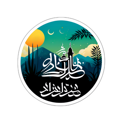 Stiker Damai dengan Kaligrafi Arab Waktu Sholat di Jakarta