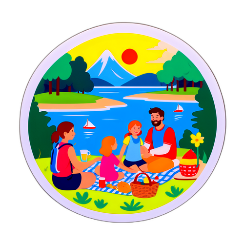 Familj som njuter av en picknick på Gotska Sandön