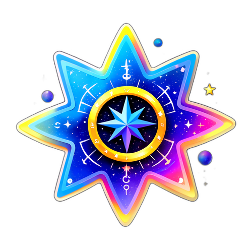 En magisk tredimensionell stjärnkarta för horoskop i en gnistrande galax