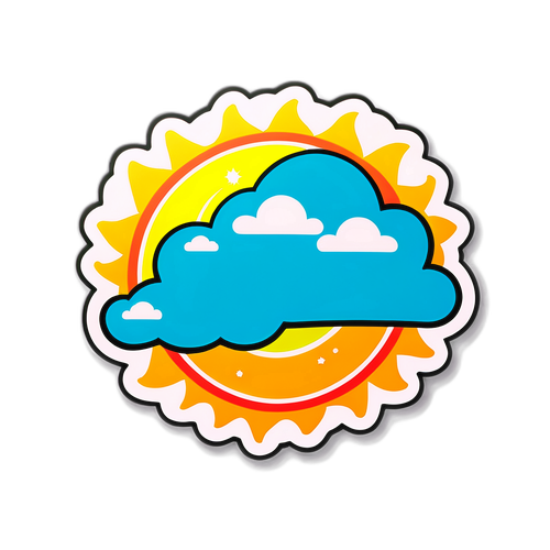 Стикер с утренним солнцем и облаками