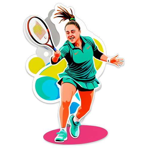 Sticker z portretem Jelena Ostapenko w akcji