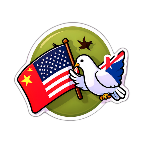 中美友好合作贴纸