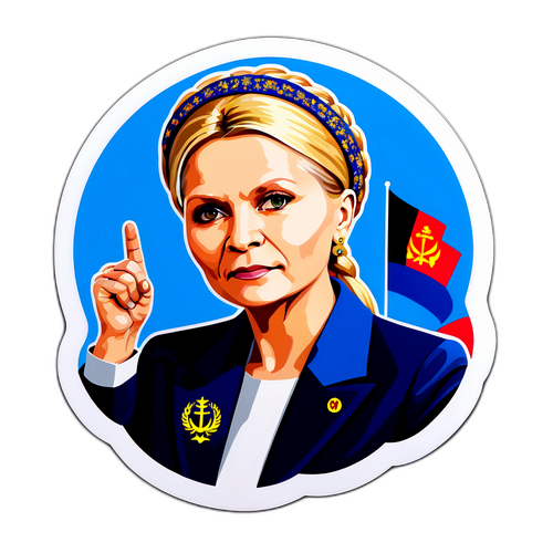 Фонова картинка з постаттю Тимошенко на політичному пейзажі