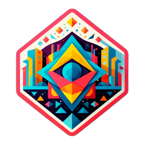 עיצוב מופשט של רמלה עם צורות גיאומטריות וטוויסט מודרני