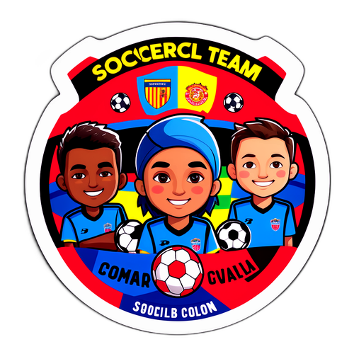 지역 축구팀을 응원하는 동적 디자인 스티커