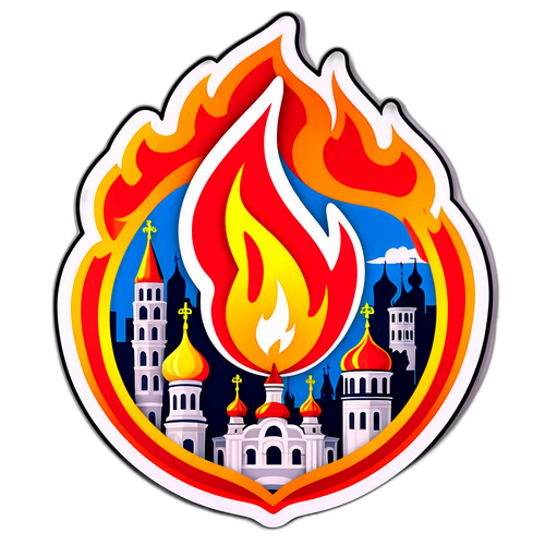 Эмблема с пламенем, символизирующая пожар в Ростове