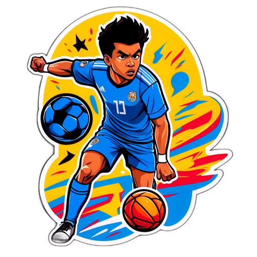 Stiker Gaya Komik: Nico Paz Dribbling