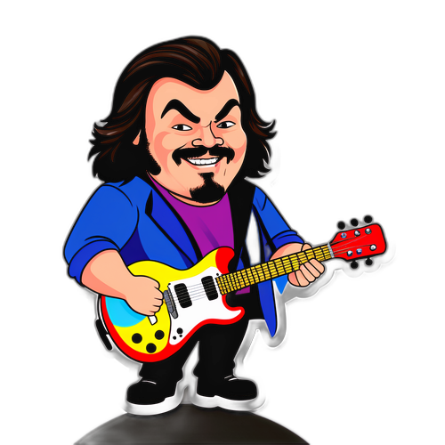 En rolig klistermärke av Jack Black som rockstjärna