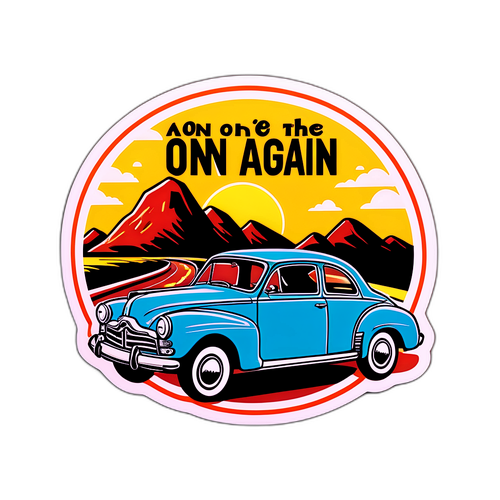 מדבקה בסגנון רטרו של מכונית Vintage