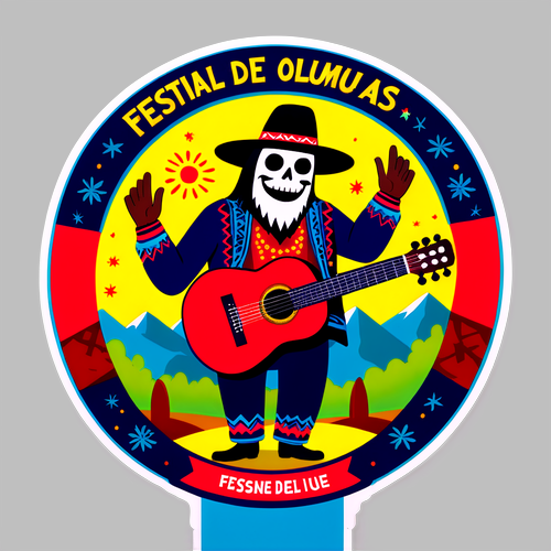 Ilustración de un huaso chileno tocando guitarra en el 'Festival del Huaso de Olmué'