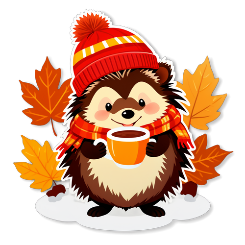 Fall in Love with This Adorable Hedgehog! Cozy Hot Chocolate & Autumn Bliss Await!