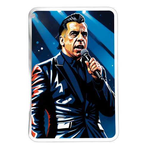 Sticker artistic cu Till Lindemann pe scenă