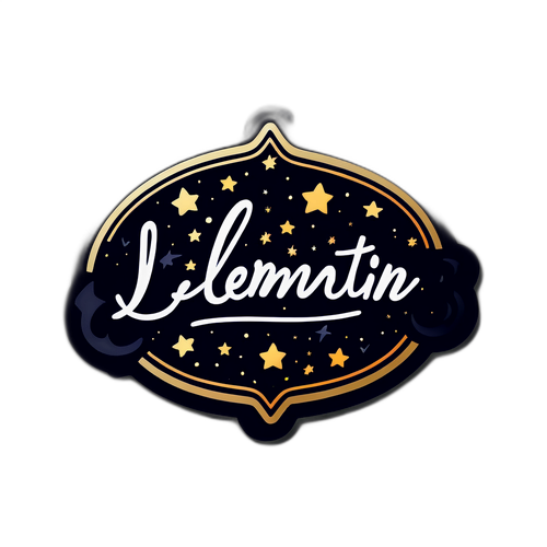 Sticker met de naam Ward Lemmeleijn in handgeschreven lettertype, omzoomd met sterren en lichten