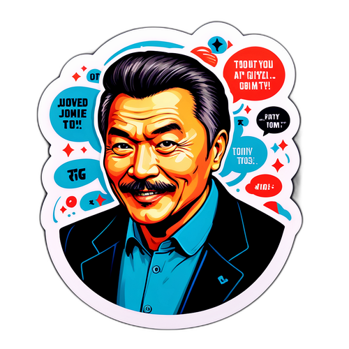 Веселая наклейка с портретом Анатолия Цоя и его знаменитой фразой