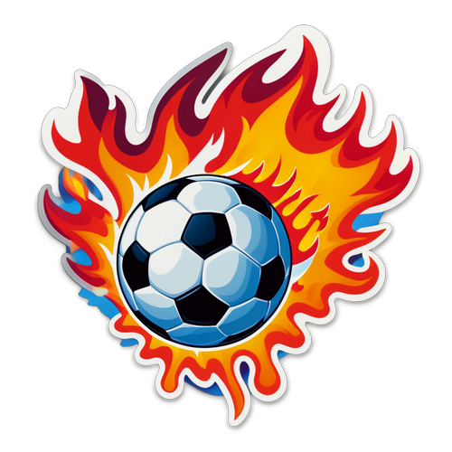 Touchdown! Ignite Your Passion with this Fiery Football Sticker!