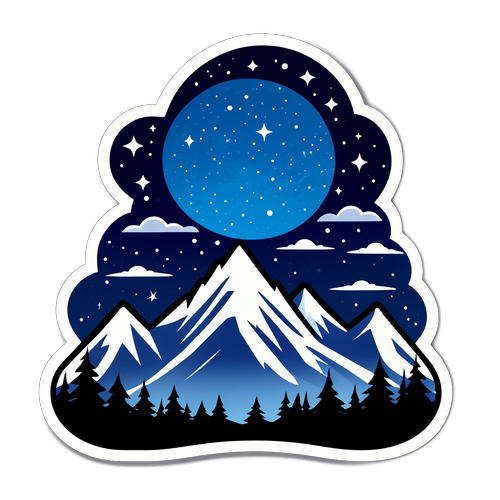 Montagnes enneigées sous un ciel étoilé