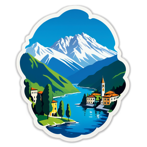 Sticker van het pittoreske landschap van Como