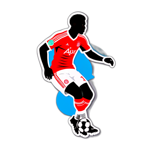 Sticker cu jucător de fotbal AJAX în acțiune
