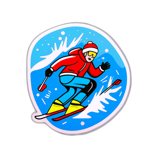 Humorvolle Sticker über Skiunfälle und Tipps zum Vermeiden von Stürzen im Winter