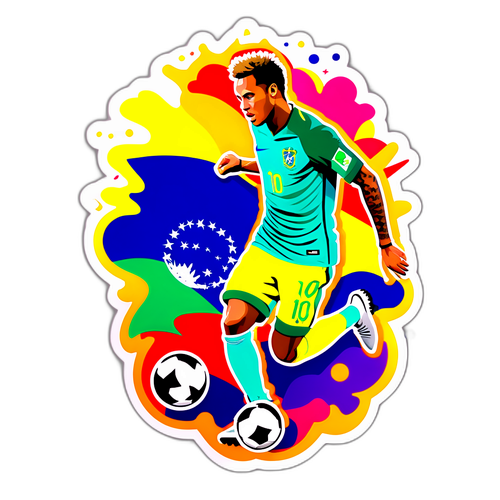 Stiker Ikonik Neymar dalam Form Dribbling Klasik