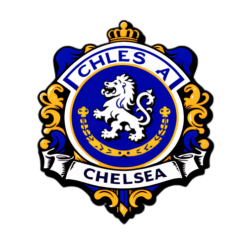 Funky ilustrovaný znak Chelsea F.C. s vintage retro vzhledem