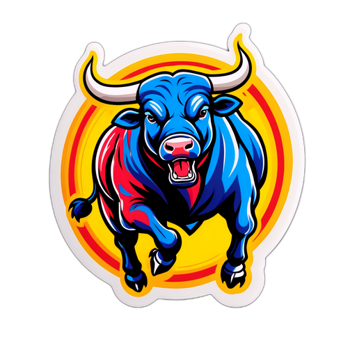 Autocollant représentant un taureau en pleine course