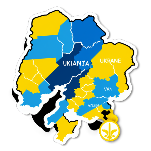 Стикер с картой Украины с символами мира
