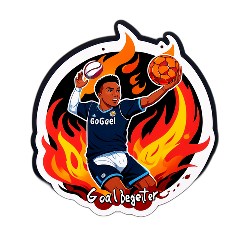 Sticker van Cyriel Dessers in actie met een bal