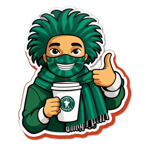 Fanático de Palmeiras con Taza de Café