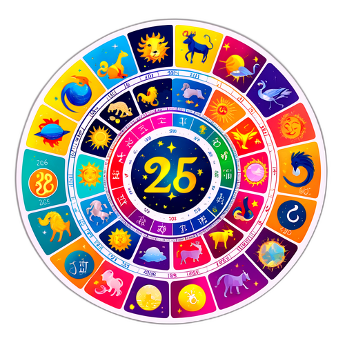 Jahrkreis-Design mit den Tierkreiszeichen des Jahreshoroskops 2026