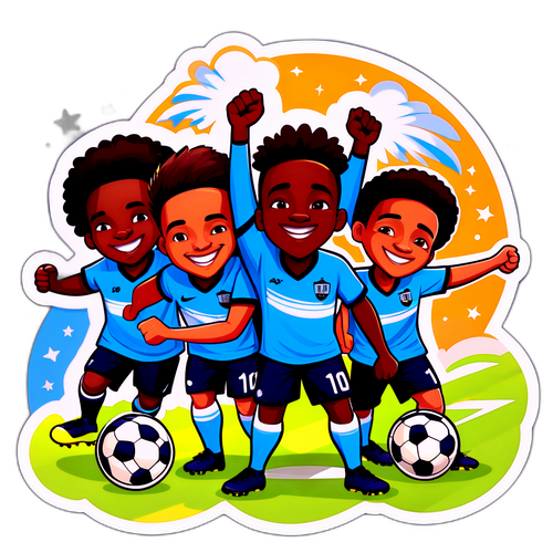Kumpulan Pemain Bola Sepak Menyambut Kemenangan