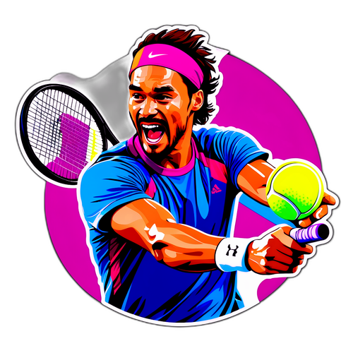 Farverig tennis klistermærke af Fabio Fognini