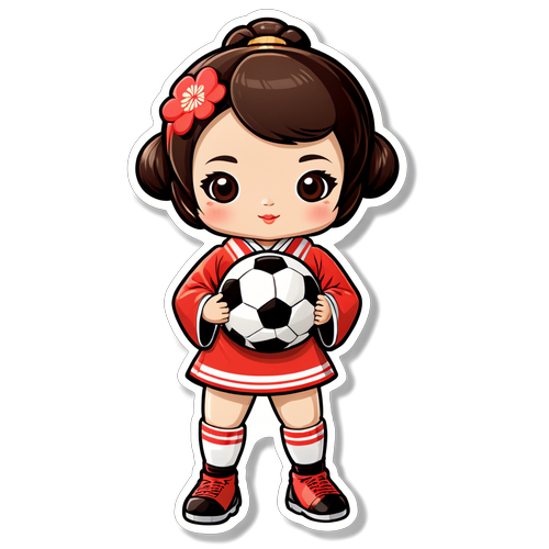 Hidupkan Semangat Jepang! Sticker Unik Boneka Tradisional dengan Bola Sepak!