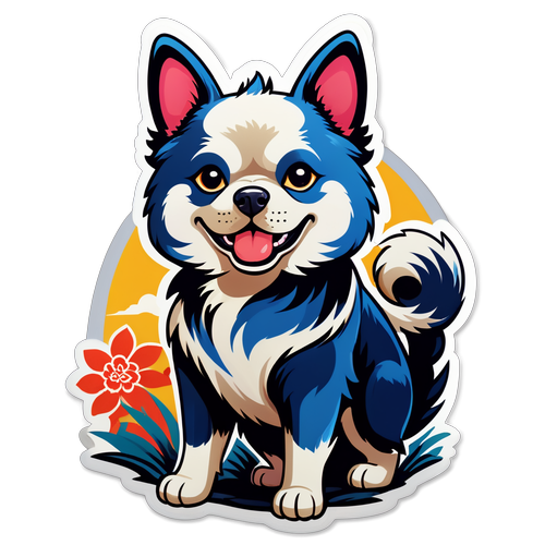 可爱的中国西施犬插画