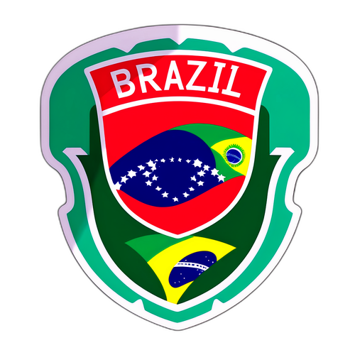 Sticker met dynamisch ontwerp van een voetbalveld met de tekst 'Brazilië x Tunesië'