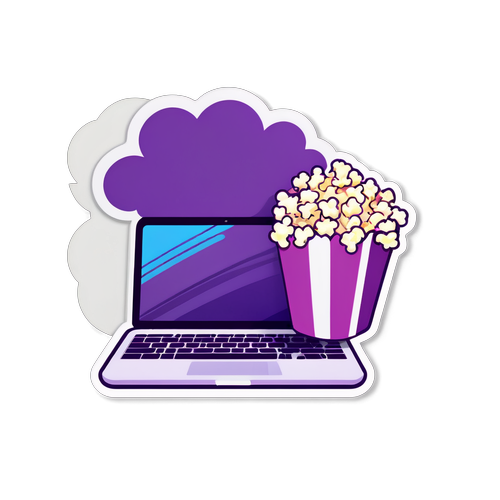 Joyful Laptop and Popcorn Sticker