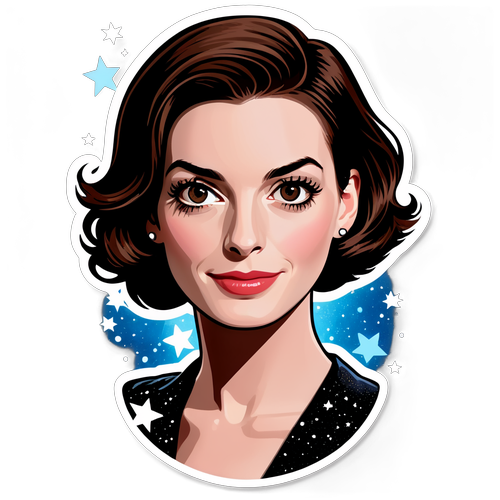 Anne Hathaway i filmisk stil med gnistrande stjärnor