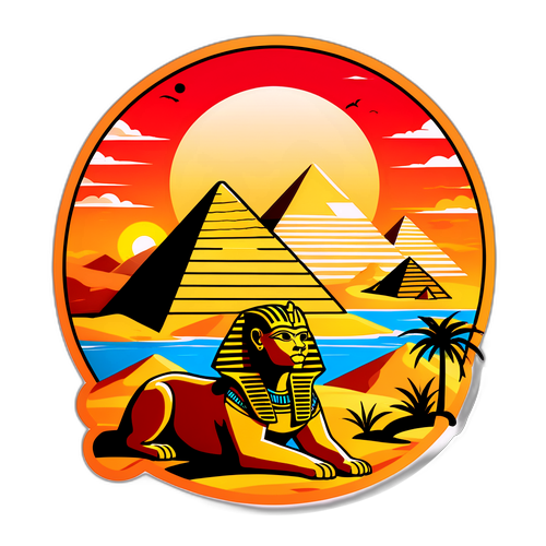 Egyptisk Sticker med Pyramider