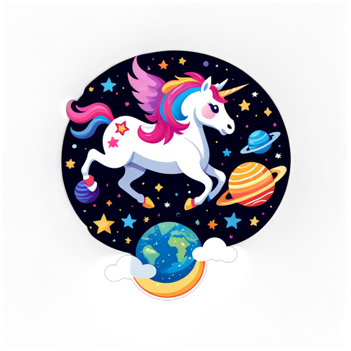 Whimsical Unicorn in Space