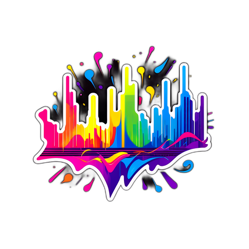 Абстрактний наліпка, що символізує епіцентр музики та мистецтва