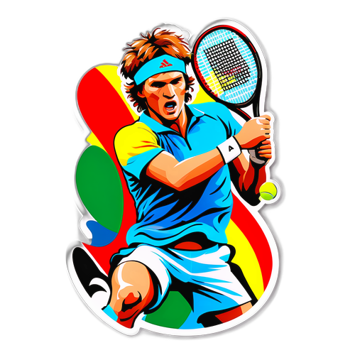 Diseño de sticker del jugador de tenis Alexander Zverev en acción