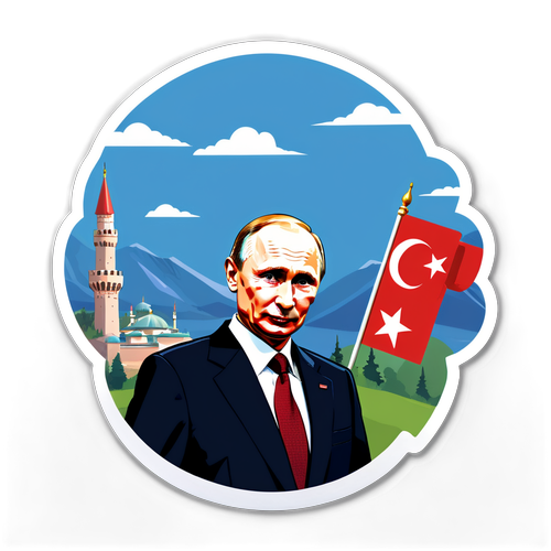 Caricatură a lui Vladimir Putin și liderului turc